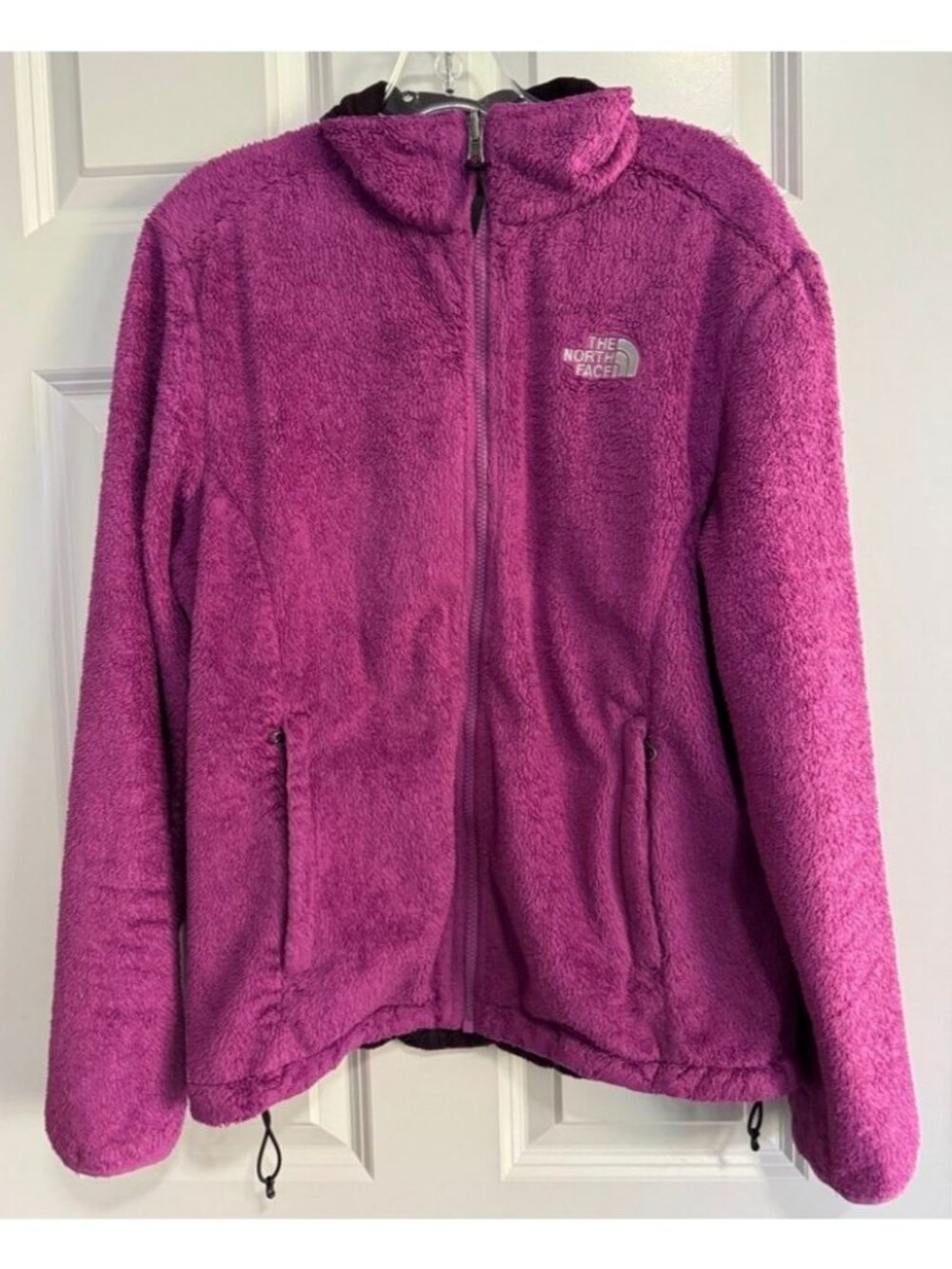 The North Face Osito Fleece Jacket Fuchsia Purple Full Zip Logo Women's Large L